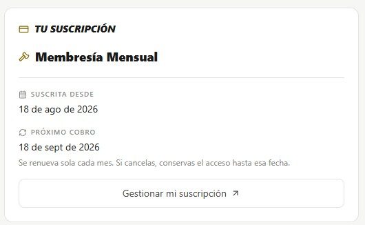 Tarjeta «Tu suscripción» en la configuración de Fe Inquebrantable